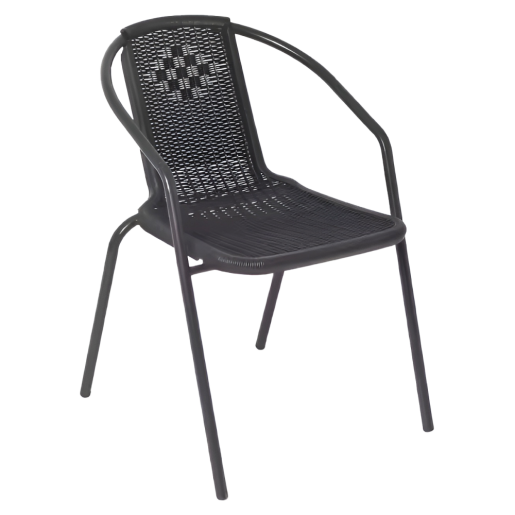 Scaun de gradina stivuibil, negru, otel/plastic, Freny 52x57x72 cm 