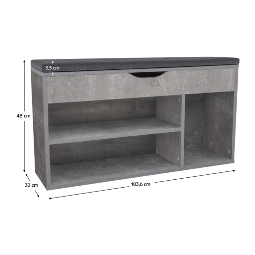 Pantofar DTD gri beton Fuddy 103.6x32x48 cm