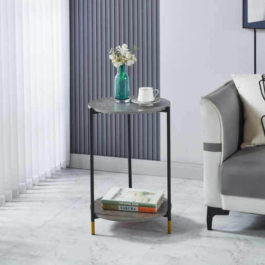 Masuta MDF metal gri negru Gajar 42x42x61 cm