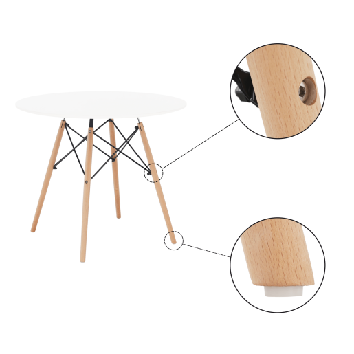 Masa dining mdf alb lemn natur Gamin 90x74cm