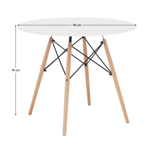 Masa dining mdf alb lemn natur Gamin 90x74cm