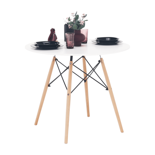 Masa dining mdf alb lemn natur Gamin 90x74cm