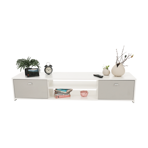 Set mobilier living pal alb gri Genta 210x42x180 cm