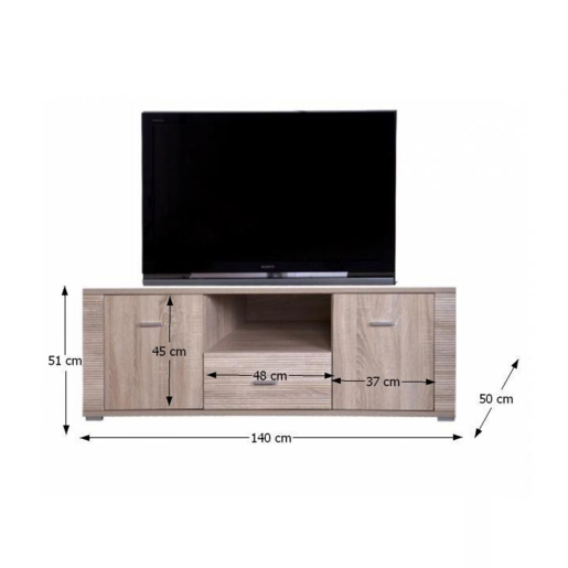 Comoda TV, din mdf maro stejar sonoma, Grand, 140x50x51 cm