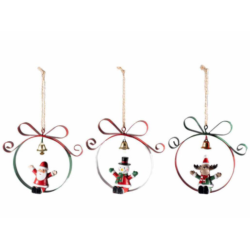 Set 6 ornamente brad Craciun metal multicolor 12.5x3x11 cm
