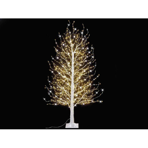 Copac decorativ alb 1300 leduri, 208 ramuri,1.80 H