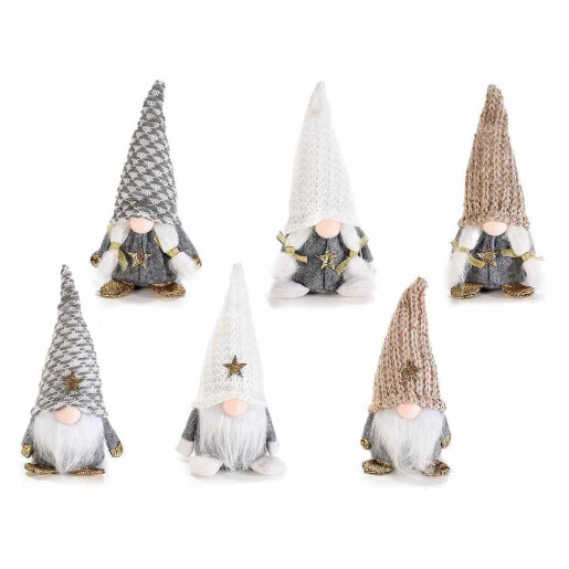Set 3 figurine Mos Craciun, 3 Craciunite textil multicolor cm 7,5x8x17 H