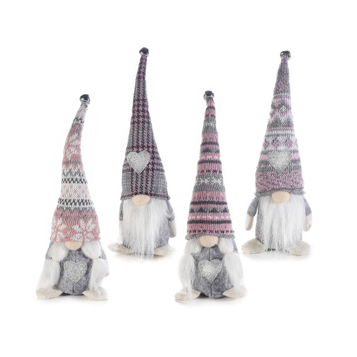 Set 4 figurine Mos Craciun si Craciunita textil multicolor cm9,5x7x26H
