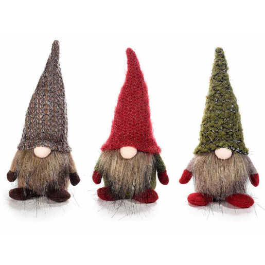 Set 3 figurine Mos Craciun textil multicolor cm 8,5x9x18 H