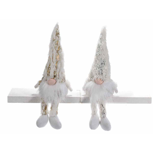 Set 2 figurine Mos Craciun textil multicolor cm10x6,5x22H