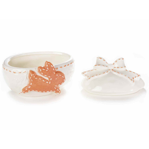 Ou Paste ceramica model Iepuras alb portocaliu cm 16 x 12 cm x 14 H