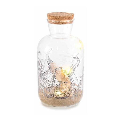 Set 3 sticlute decorative cu led decor Marin Ø 8 cm x 15 H