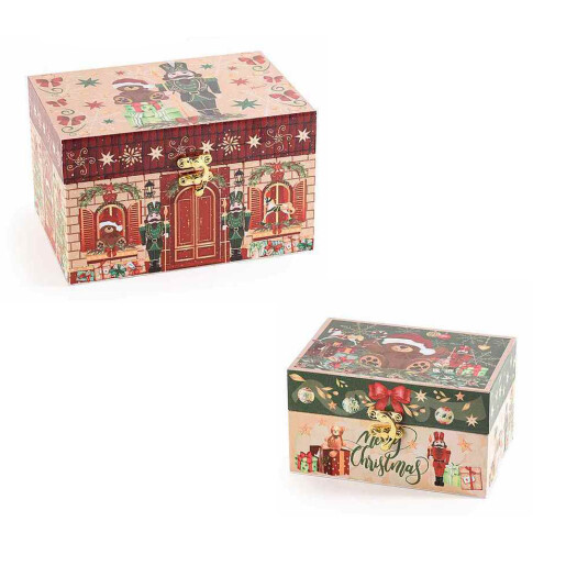 Set 4 cutii decorative Craciun lemn 20x14x12 cm, 16x11x9 cm