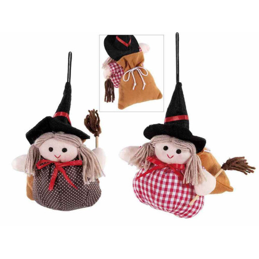 Set 2 saculeti cu figurina Befana textil multicolor II cm 12x8x18 H