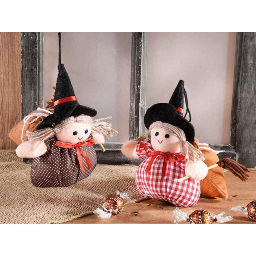 Set 2 saculeti cu figurina Befana textil multicolor II cm 12x8x18 H