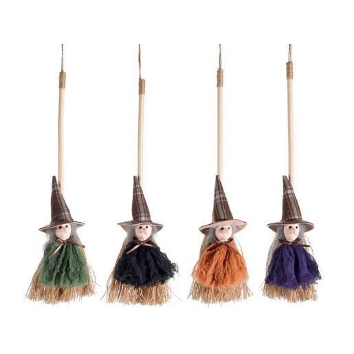 Set 4 figurine Halloween Vrajitoare Befana textil multicolor cm 36 H