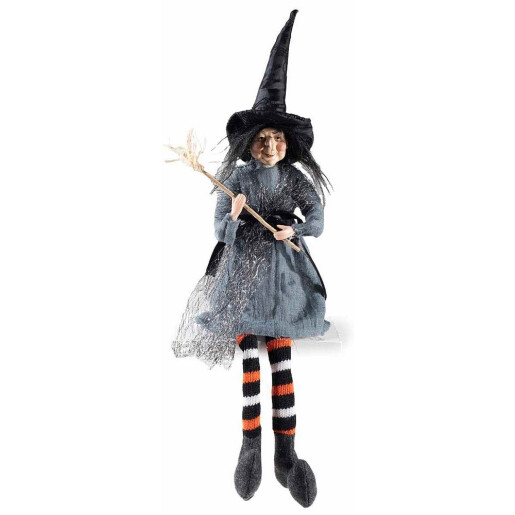 Set 2 figurine Halloween Vrajitoare Befana polirasina textil multicolor cm 9,5x8x48 H