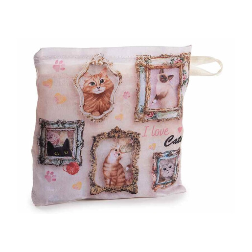 Set 3 sacose cumparaturi poliester multicolor Pisicute cm 37,5x7x54H, 9 L