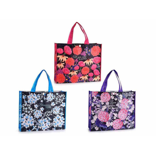 Set 3 sacose cumparaturi poliester multicolor decor Floral 45x12x55H 