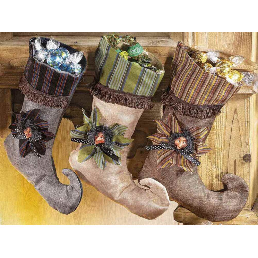 Ciorap decorativ Halloween Befana textil multicolor III cm 25 x 35 H