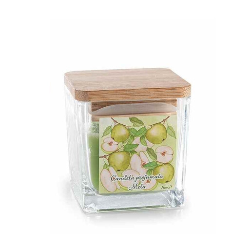 Lumanare parfumata in borcan sticla aroma Mar Verde cm 5,5 x 5,5 x 6 H