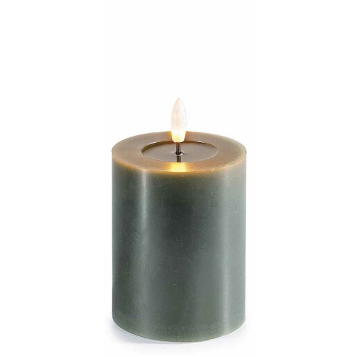 Set 3 lumanari ambientale cu led ceara verde Ø 7,5 cm x 17 H, Ø 7,5 x 15 H, Ø 7,5 x 12,5 H 