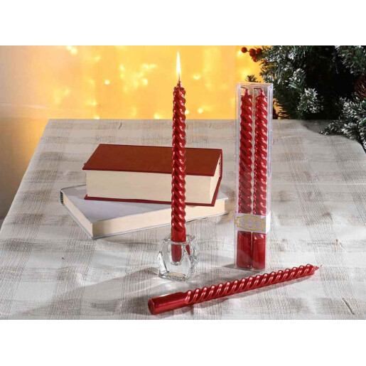 Set 2 lumanari rosii Ø 2,2 cm x 25 H