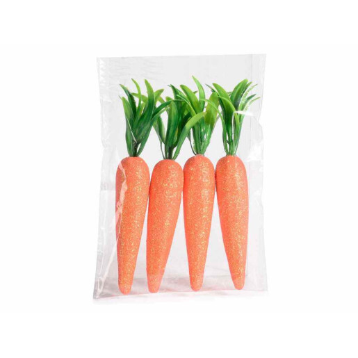 Set 4 Morcovi decorativi polistiren portocaliu verde cm 14 H