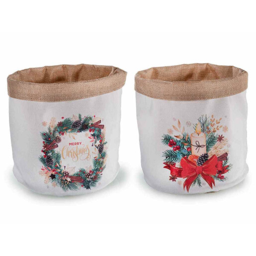 Set 2 cosuri Craciun textil multicolor Ø 18 cm x 22 H