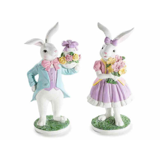 Set 2 figurine Iepurasi Paste polirasina multicolora cm 11,5 x 8 x 22,5 H