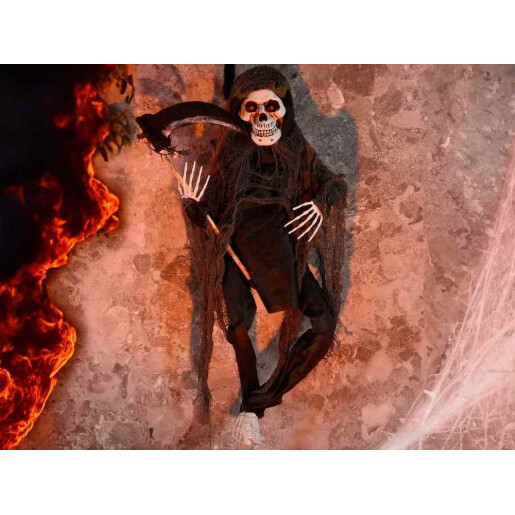 Figurina Halloween Fantoma neagra cu leduri, muzica, miscare cm 85 H