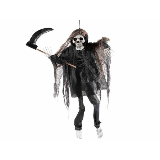 Figurina Halloween Fantoma neagra cu leduri, muzica, miscare cm 85 H