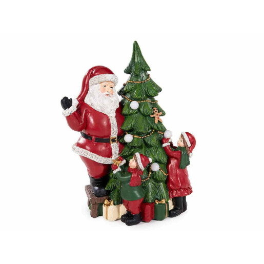 Figurina Craciun polirasina multicolora cu led cm 15 x 10,5 x 19,5 H