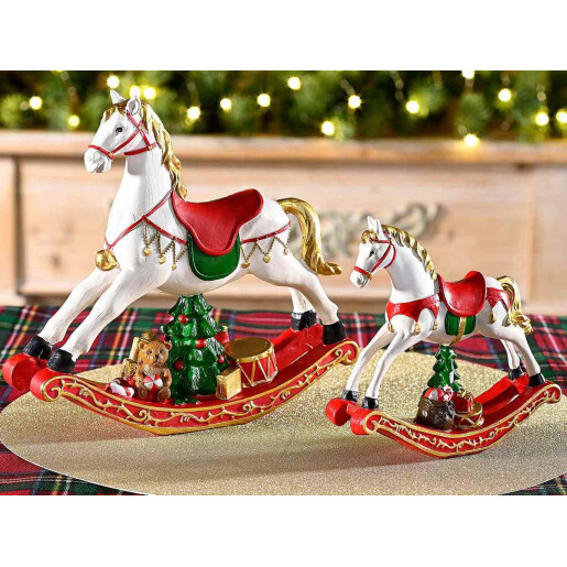Set 2 figurine Craciun Caluti polirasina multicolora 20 x 5 x 18,5 H, 13,5 x 3,5 x 12,5 H