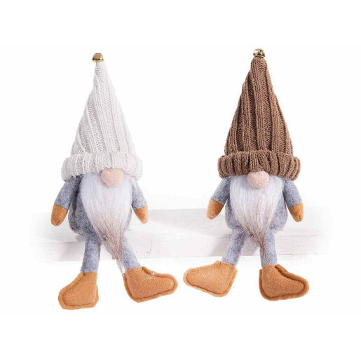 Set 2 figurine Mos Craciun textil multicolor cm 8x6x23 H