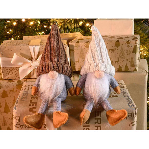 Set 2 figurine Mos Craciun textil multicolor cm 8x6x23 H