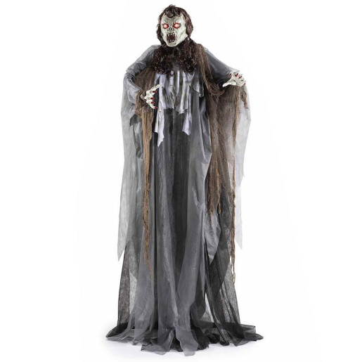 Figurina Halloween Fantoma neagra cu leduri, sunet, miscare m 1,80 H