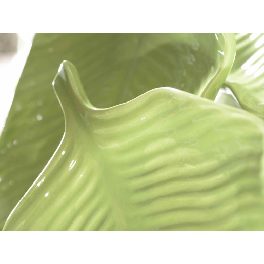 Platou decorativ ceramica verde Leaf 30 cm x 17 cm