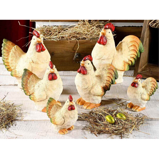Set 3 Gaini 3 Cocosi ceramica multicolora 19.5x11.5x21.5 cm, 14x8.5x16 cm, 9.5x6x11 cm