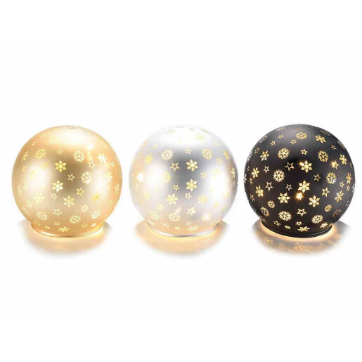 Set 3 sfere Craciun cu led 9.5 x 9 cm