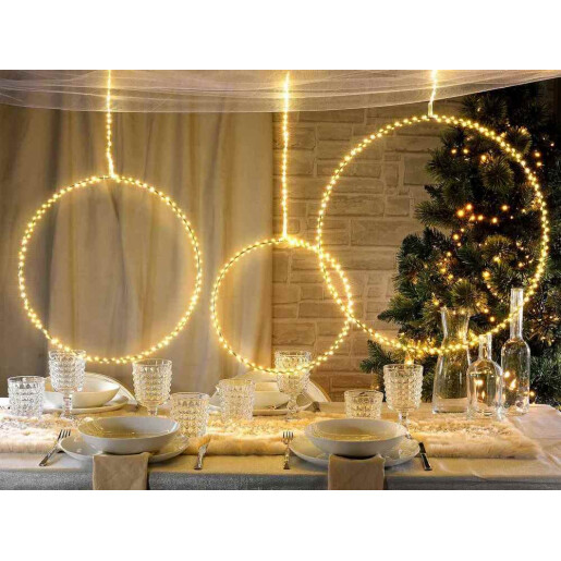 Set 3 cercuri cu leduri lumina calda Ø 50 cm ,  Ø 40 cm,  Ø 30 cm