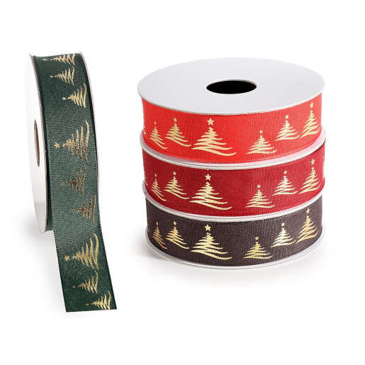 Set 4 panglici Christmas textil multicolor 25 mm x 10 m