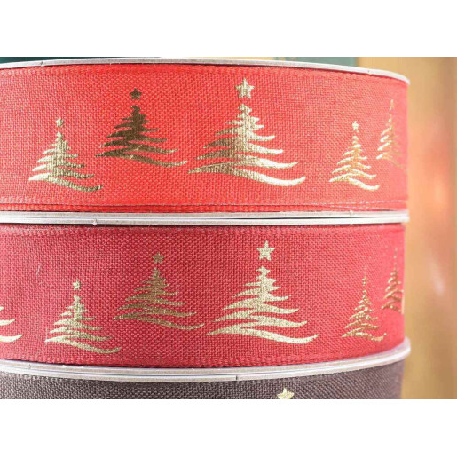 Set 4 panglici Christmas textil multicolor 25 mm x 10 m