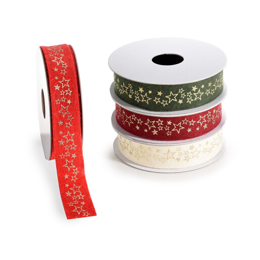 Set 4 panglici Christmas textil 25 mm x 10 m