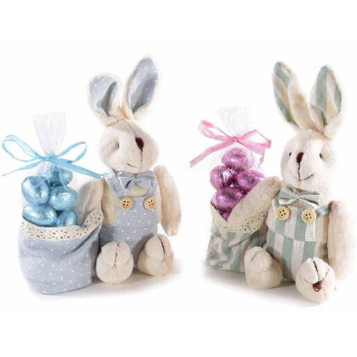 Set 4 figurine Iepurasi textil multicolor 13x6x19 cm