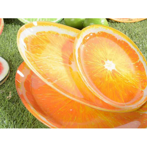 Set 3 platouri sticla multicolora Portocala 34.5x24.5 cm, 30x21 cm, 24.5x15 cm