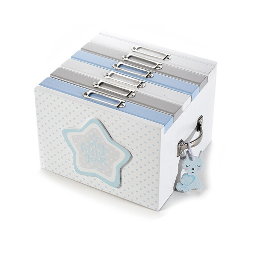 Set 2 albume foto 2 x 6 compartimente din lemn alb roz albastru 21 cm x 17 cm x 13 h