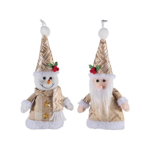 Set 2 figurine Craciun textil 10x3x21 cm