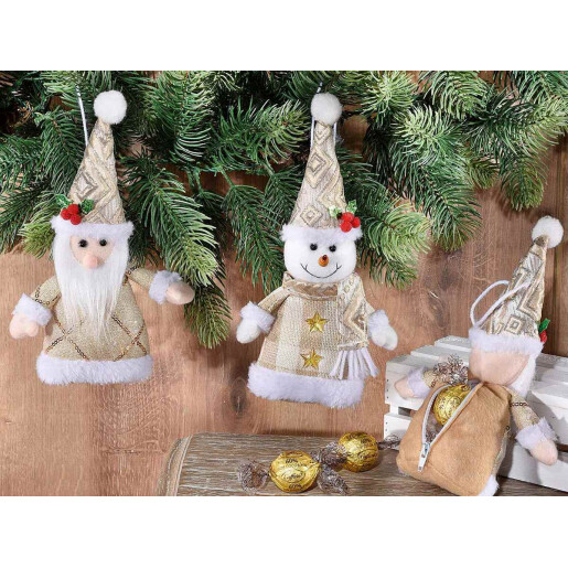 Set 2 figurine Craciun textil 10x3x21 cm