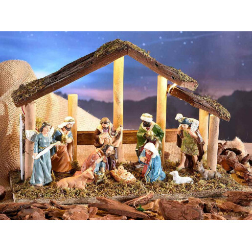 Figurina religioasa polirasina multicolora cu led 25x9x16 cm